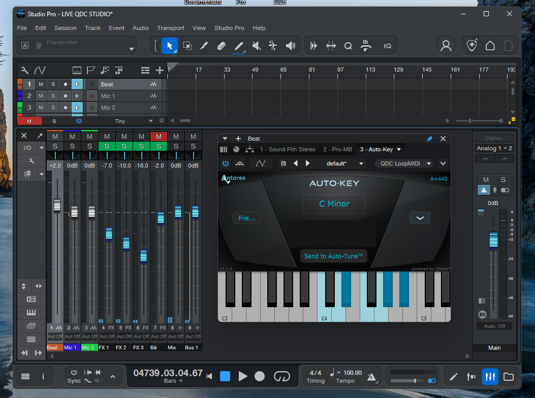 Project LIVE QĐC STUDIO trên Studio Pro với mixer và Auto-Key